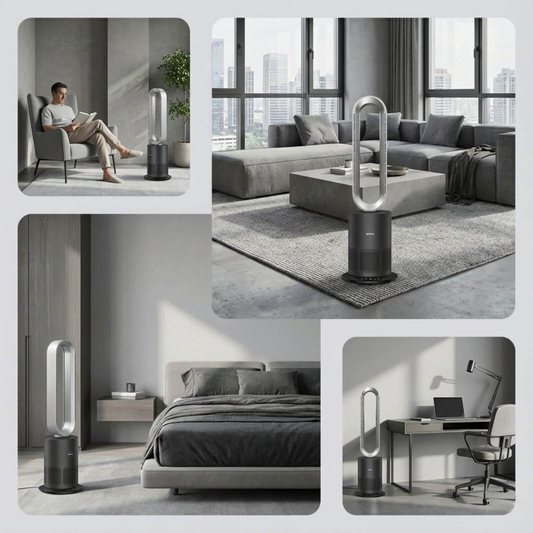 HEPA Air Purifier Fan NZ with Heater | 3 in 1 1950W | PureFlow | Grey ...