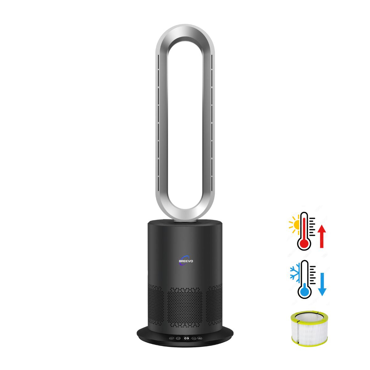 HEPA Air Purifier Fan NZ with Heater | 3 in 1 1950W | PureFlow | Grey ...